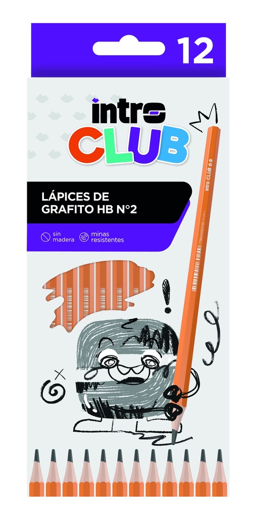 LAPIZ DE GRAFITO INTRO CLUB Nº2 HB X 12 UNIDADES