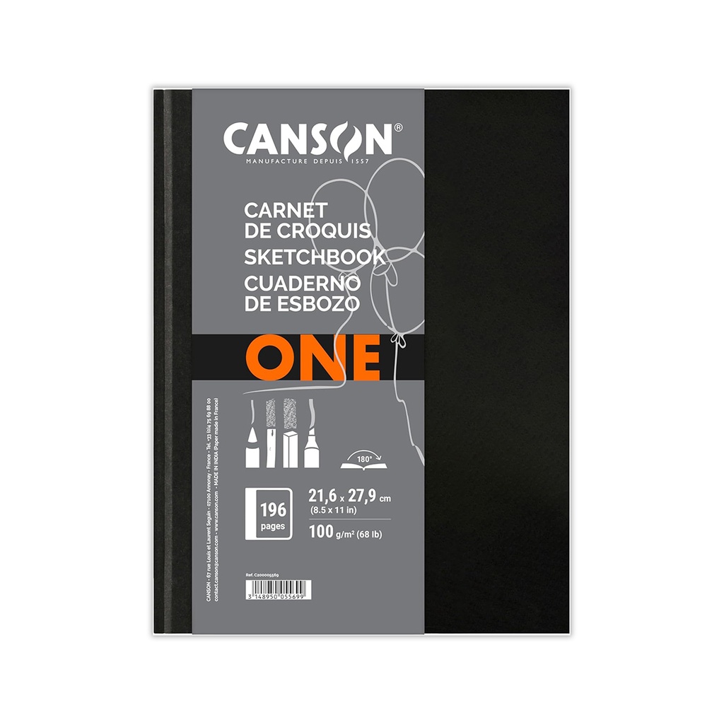 CUADERNO DE ESBOZO CANSON ONE 21.6x27.9cm 196 HOJAS DE 100g
