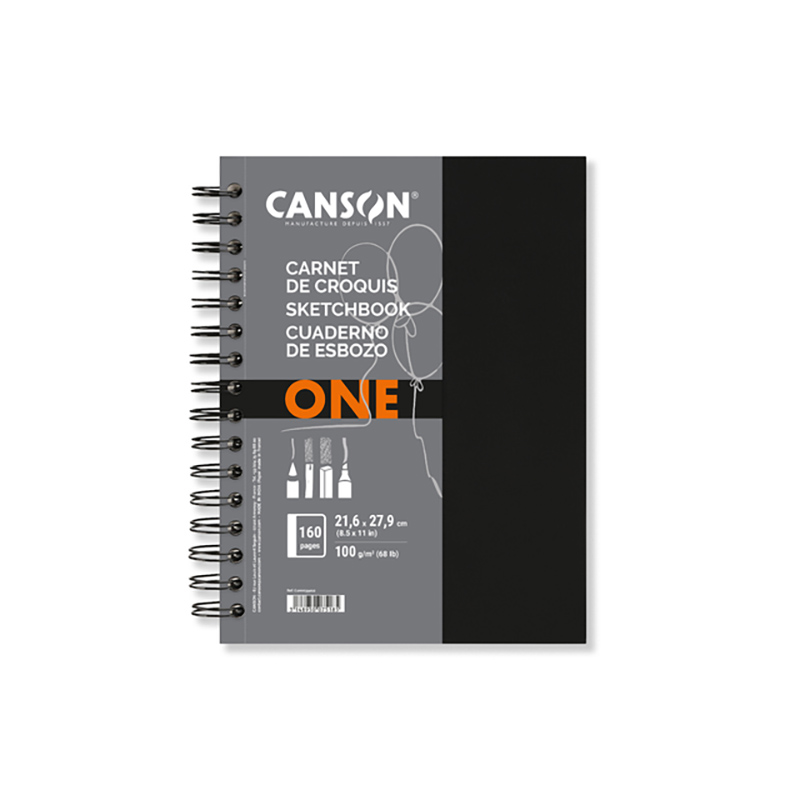 CUADERNO DE ESBOZO CANSON ONE ANILLADO 21.6x27.9cm 160 HOJAS DE 100g