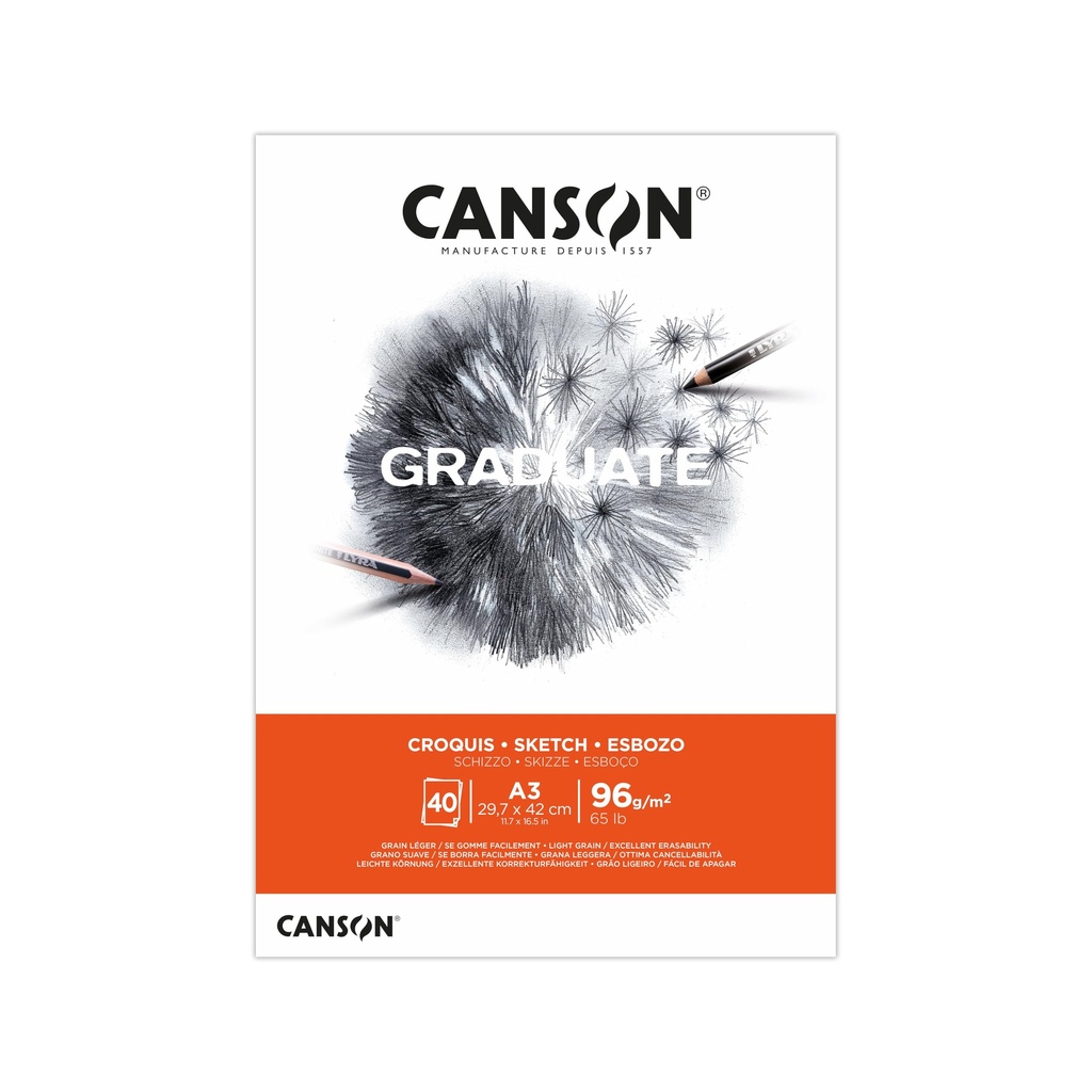 BLOCK CANSON PARA ESBOZO A3 29.7x42cm 40 HOJAS DE 96g