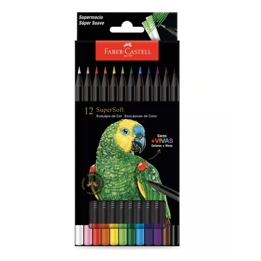 PINTURITAS FABER ECOLAPICES SUPERSOFT X 12 COLORES VIVOS