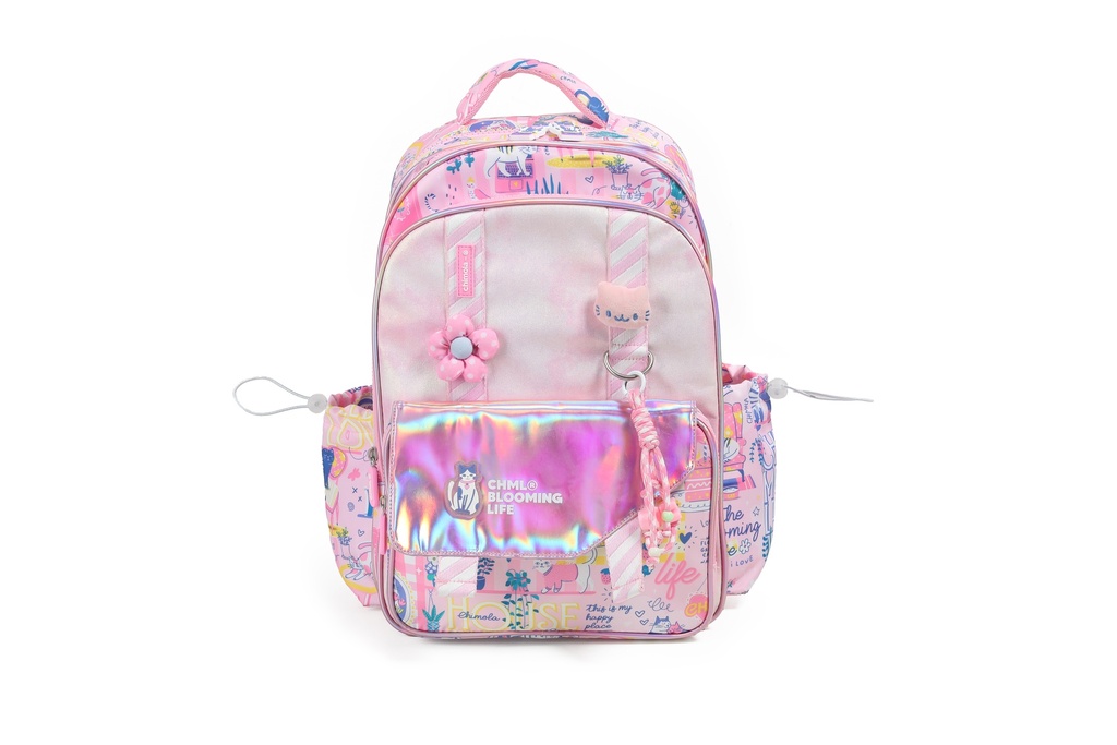 MOCHILA CHIMOLA MY FRIENDS  ESPALDA 17'' BLOOMING CATS PINK