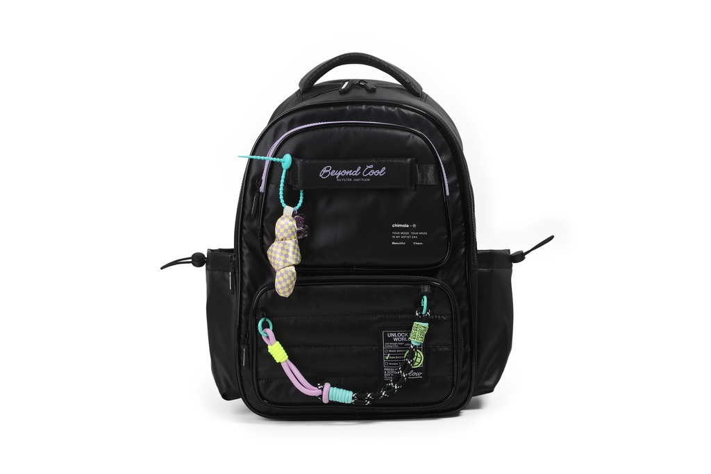 MOCHILA CHIMOLA PUFFY AND SHINY ESPALDA 17'' NEGRO