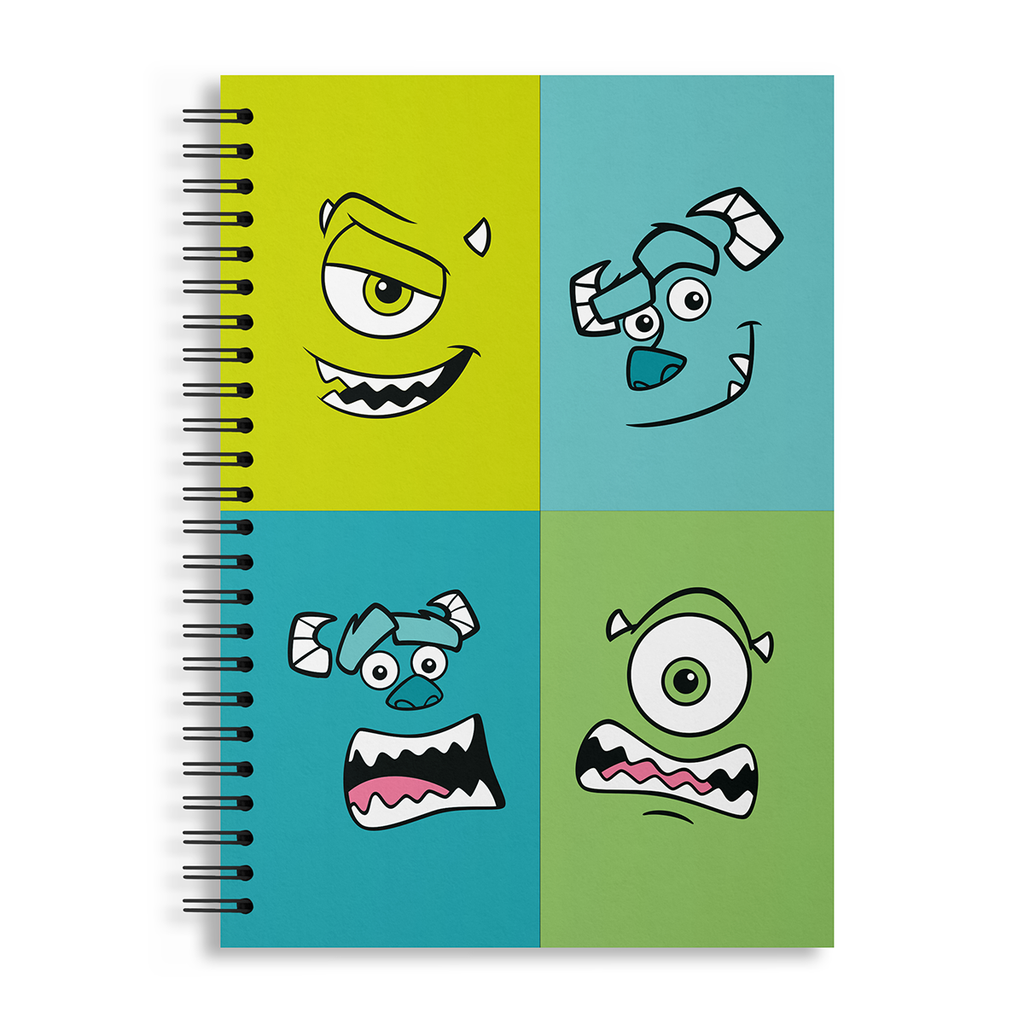 CUADERNO EZCO A4 TAPA DURA DOBLE ESPIRAL 80 HOJAS RAYADAS MONSTERS INC