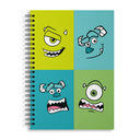 CUADERNO EZCO A4 TAPA DURA DOBLE ESPIRAL 80 HOJAS RAYADAS MONSTERS INC