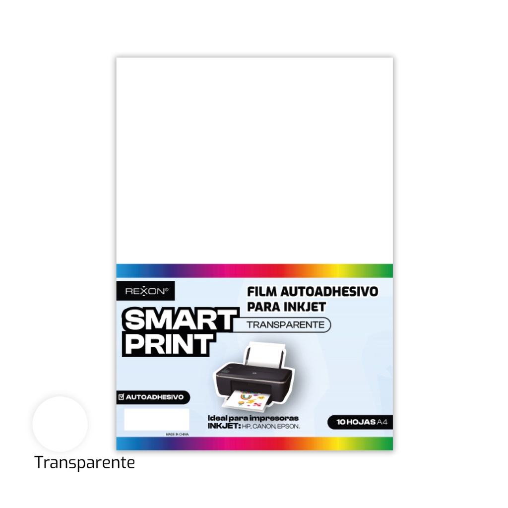 FILM AUTOADHESIVO REXON A4 X 10 HOJAS TRANSPARENTE