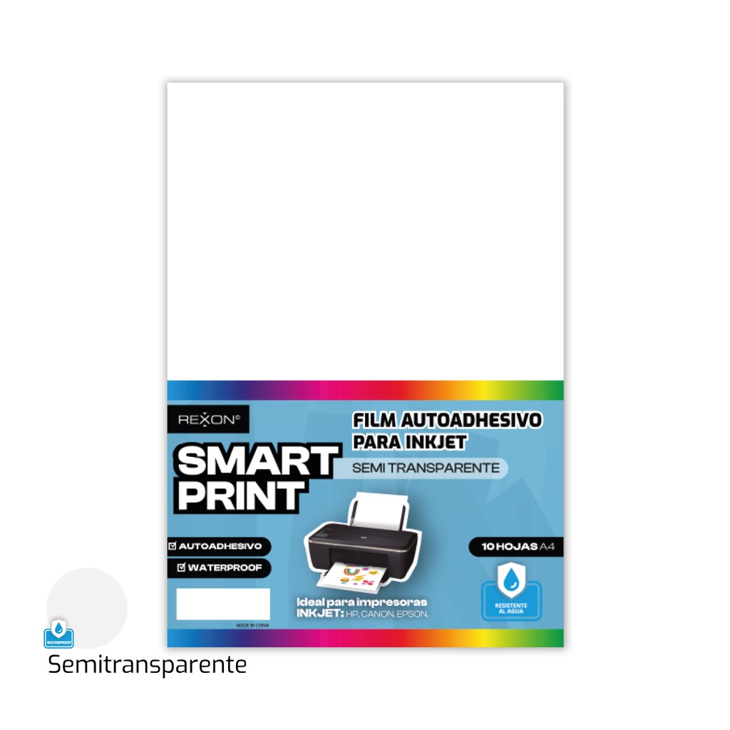 FILM AUTOADHESIVO REXON A4 X 10 HOJAS SEMI TRANSPARENTE
