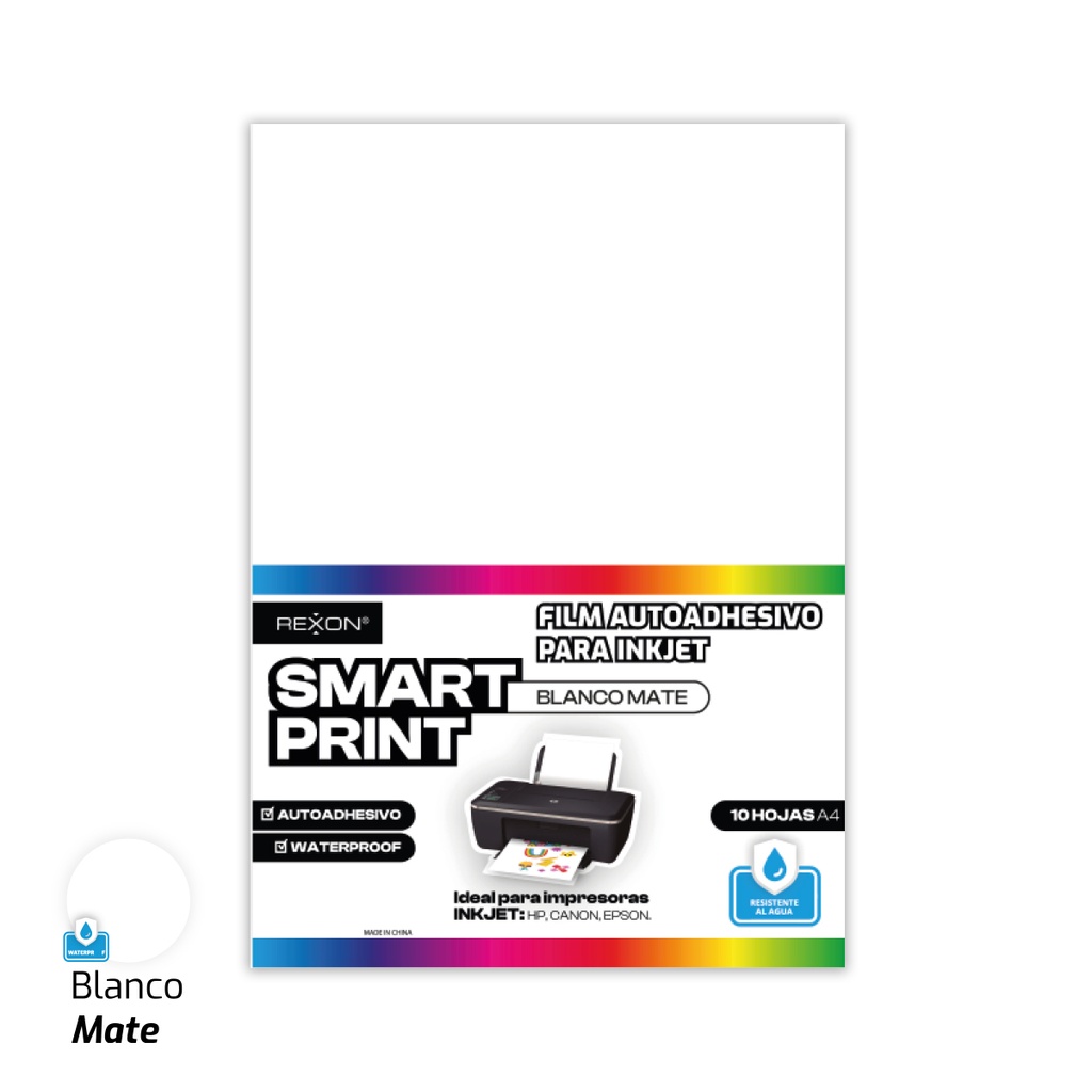 FILM AUTOADHESIVO REXON A4 X 10 HOJAS BLANCO BRILLANTE
