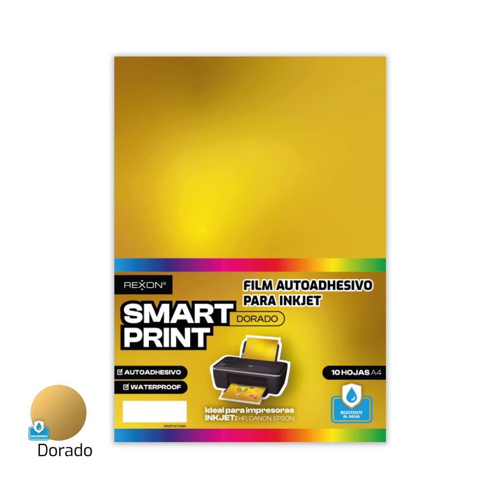 FILM AUTOADHESIVO REXON A4 X 10 HOJAS DORADO