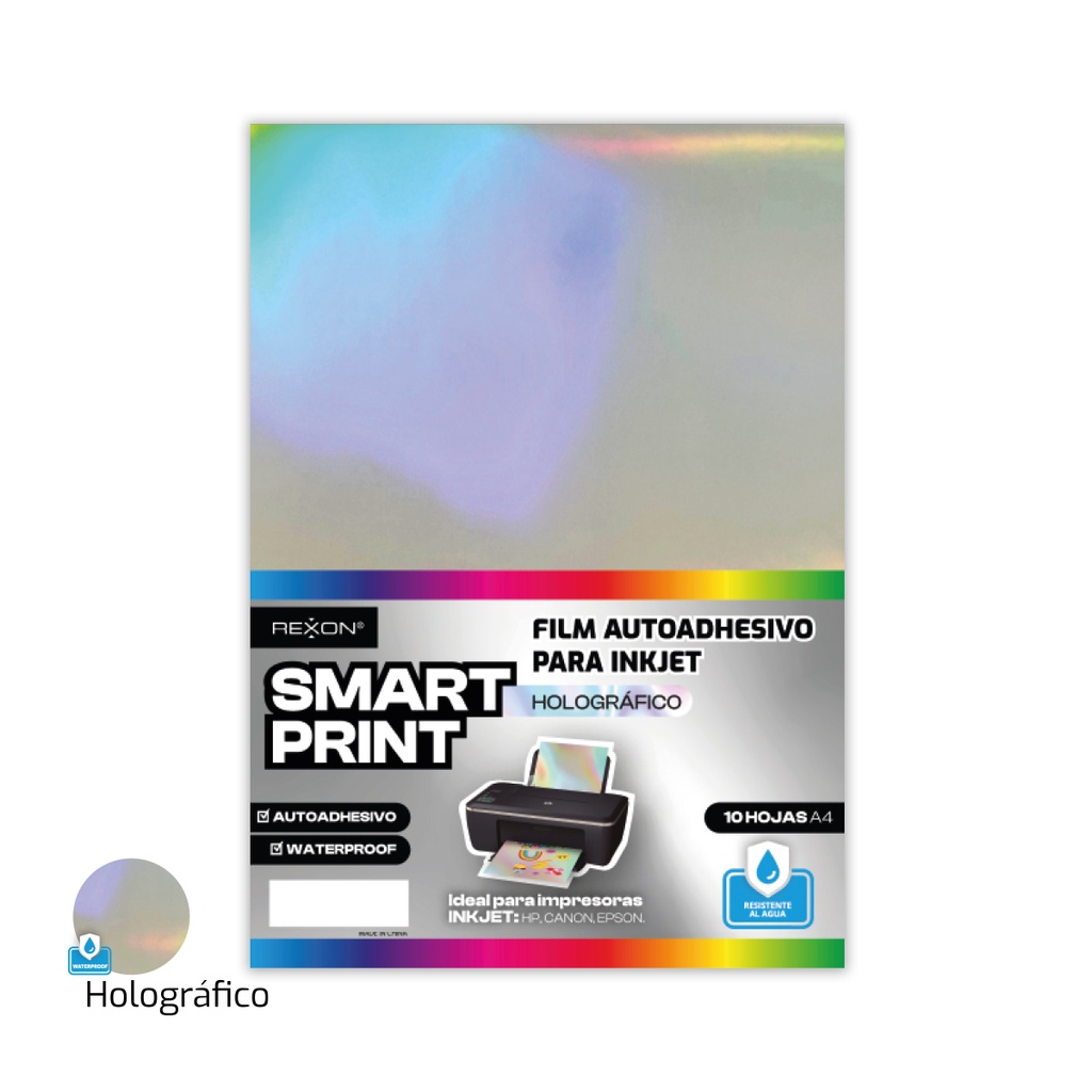 FILM AUTOADHESIVO REXON A4 X 10 HOJAS HOLOGRAFICO