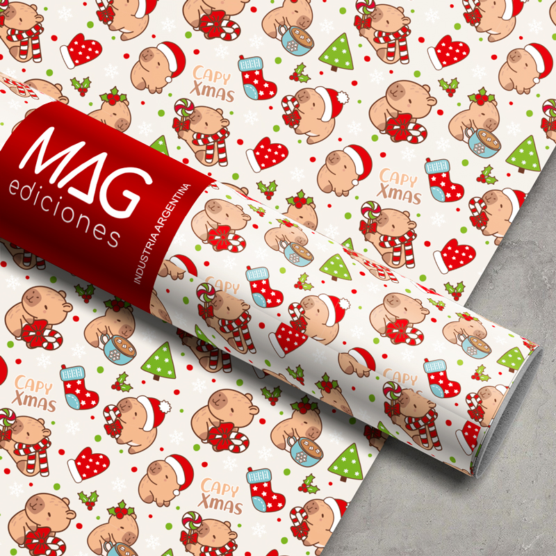 PAPEL PARA REGALO MAG 70X100 X 10 NAVIDAD CAPY XMAS