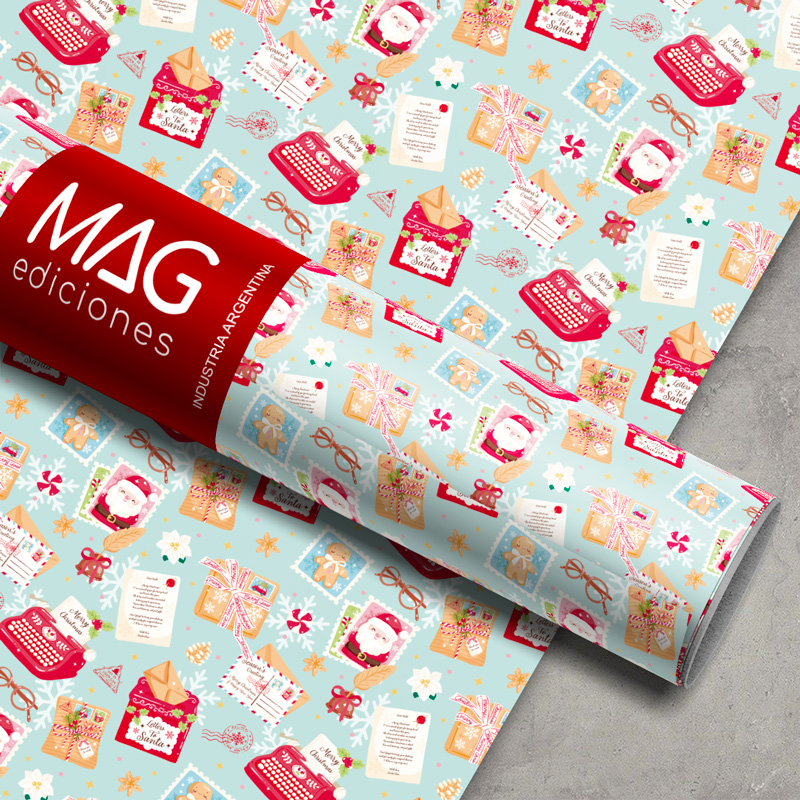 PAPEL PARA REGALO MAG 70X100 X 10 NAVIDAD QUERIDO SANTA