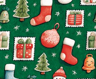 PAPEL PARA REGALO MAG 70X100 X 10 NAVIDAD GREEN STAMPS