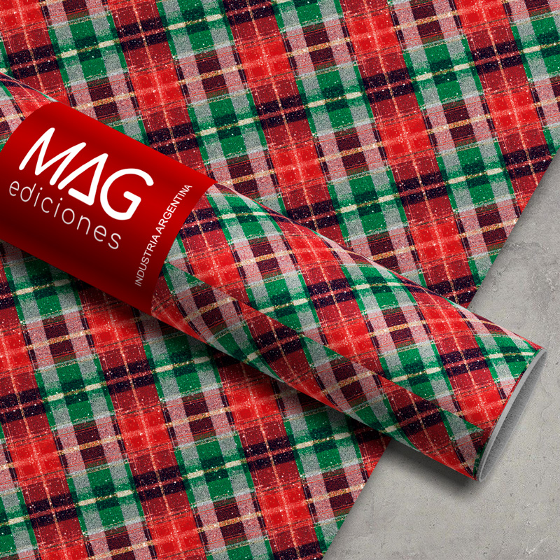 PAPEL PARA REGALO MAG 70X100 X 10 NAVIDAD TARTAN NAVIDEÑO