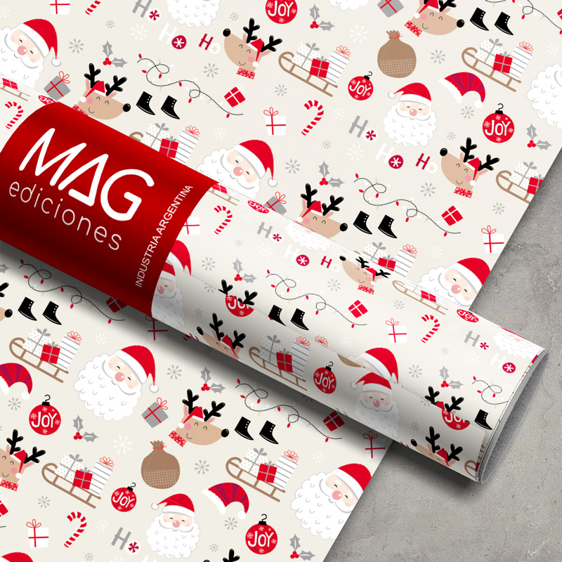 PAPEL PARA REGALO MAG 70X100 X 10 NAVIDAD JOY XMAS