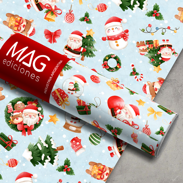 PAPEL PARA REGALO MAG 70X100 X 10 NAVIDAD CHRISTMAS SANTA