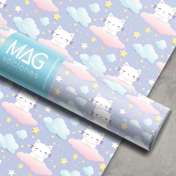 PAPEL PARA REGALO MAG 70X100 X 10 5152 GATITOS