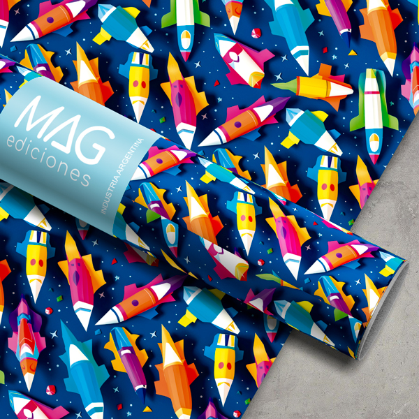 PAPEL PARA REGALO MAG 70X100 X 10 5149 COHETES