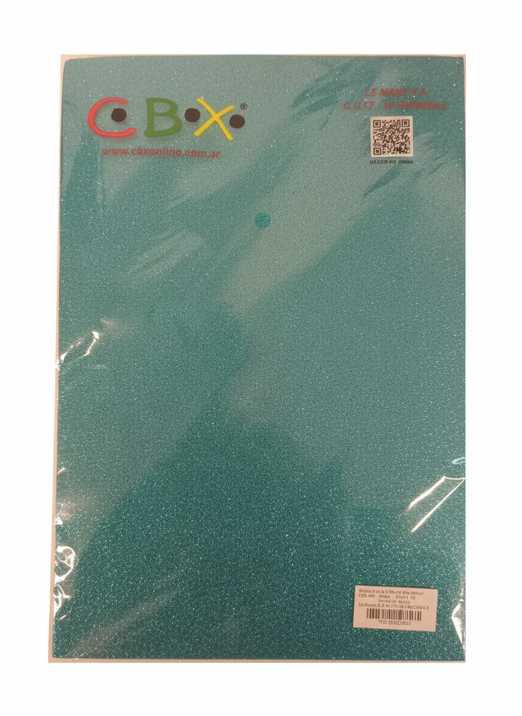 GOMA EVA CBX GLITTER A4 AUTOADHESIVA X10 TURQUESA METALIZADO M-63