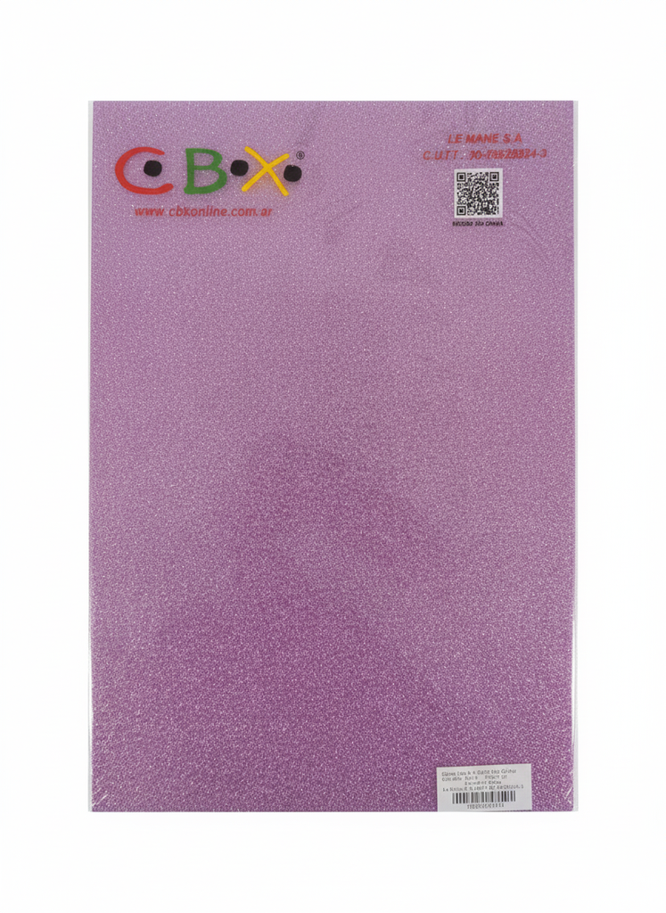 GOMA EVA CBX GLITTER A4 AUTOADHESIVA X10 LILA METALIZADO M-34