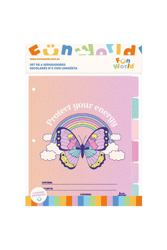 SEPARADOR ESCOLAR FW CON LENGUETA X6 COLORFULL