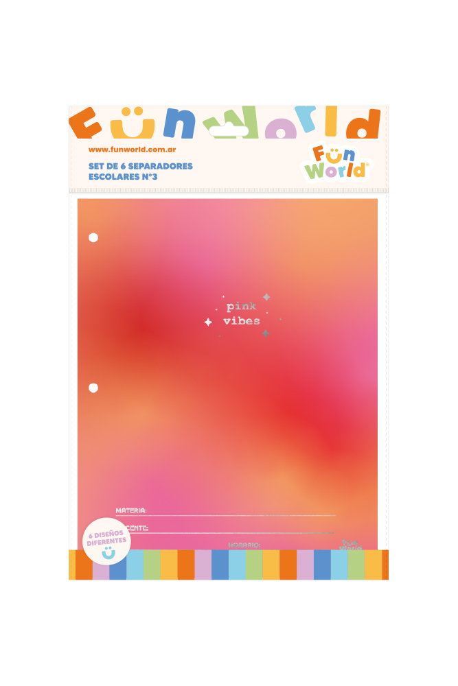 SEPARADOR ESCOLAR FW SIN LENGUETA X6 PASTEL FUN