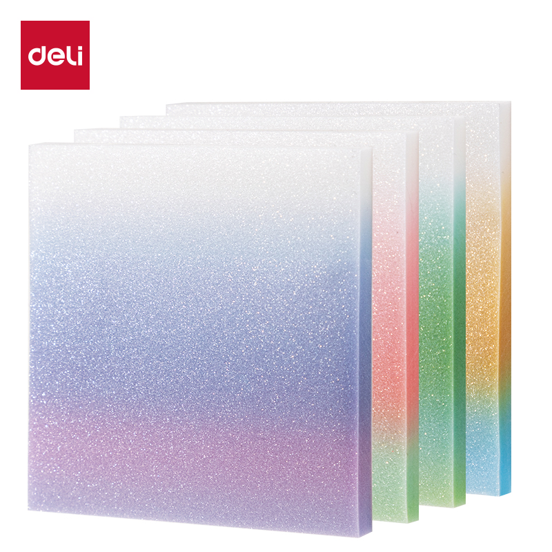 NOTAS ADHESIVAS DELI 76X76 X 50 HOJAS TRANSPARENTE GLITTER