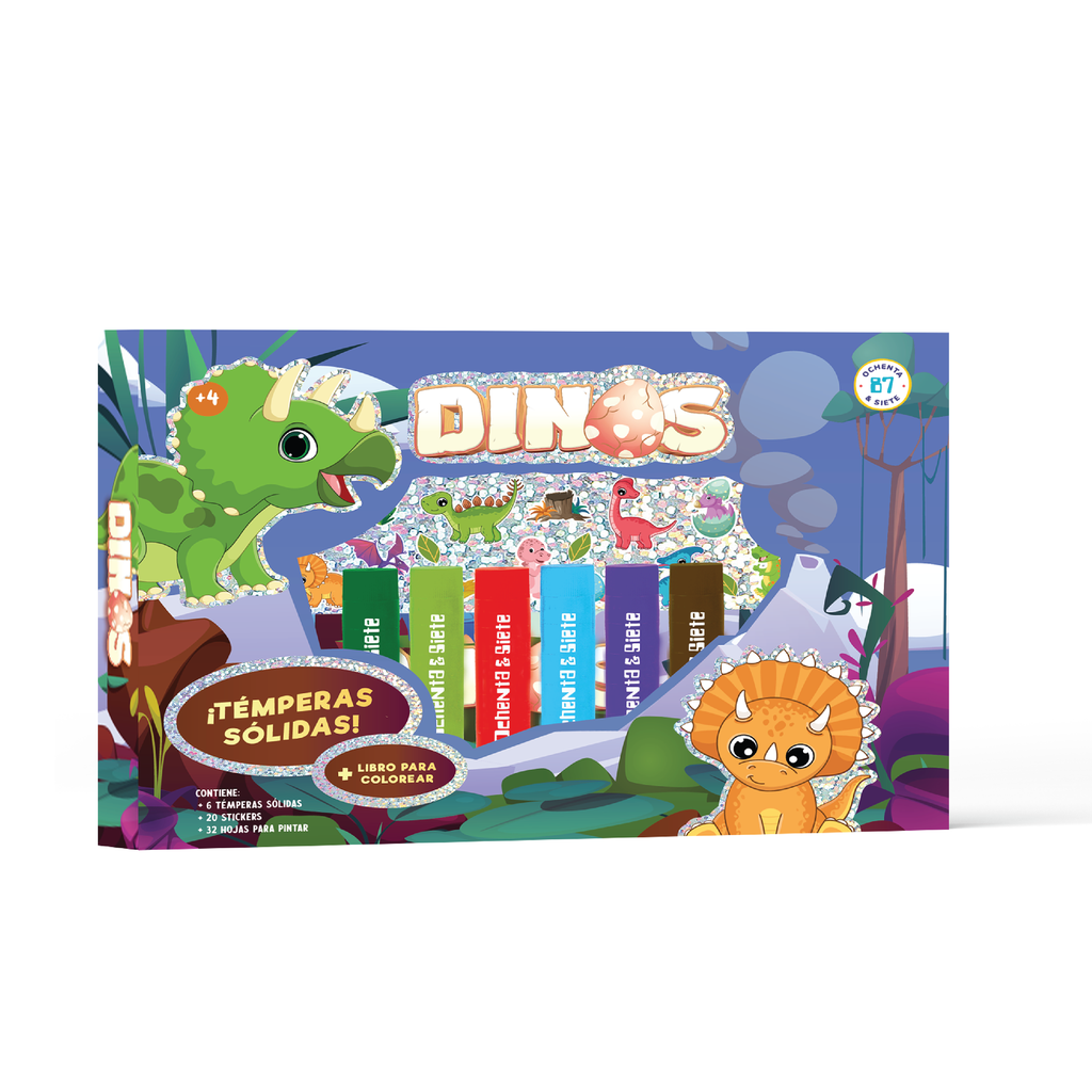 SET 87 TEMPERAS SOLIDAS DINOS