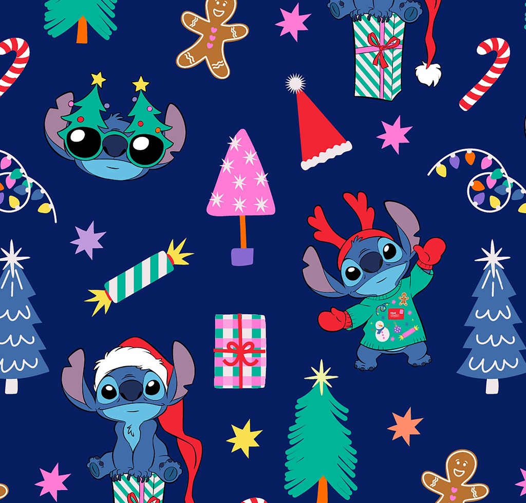 PAPEL PARA REGALO MURESCO 70X100 X10 STITCH NAVIDAD