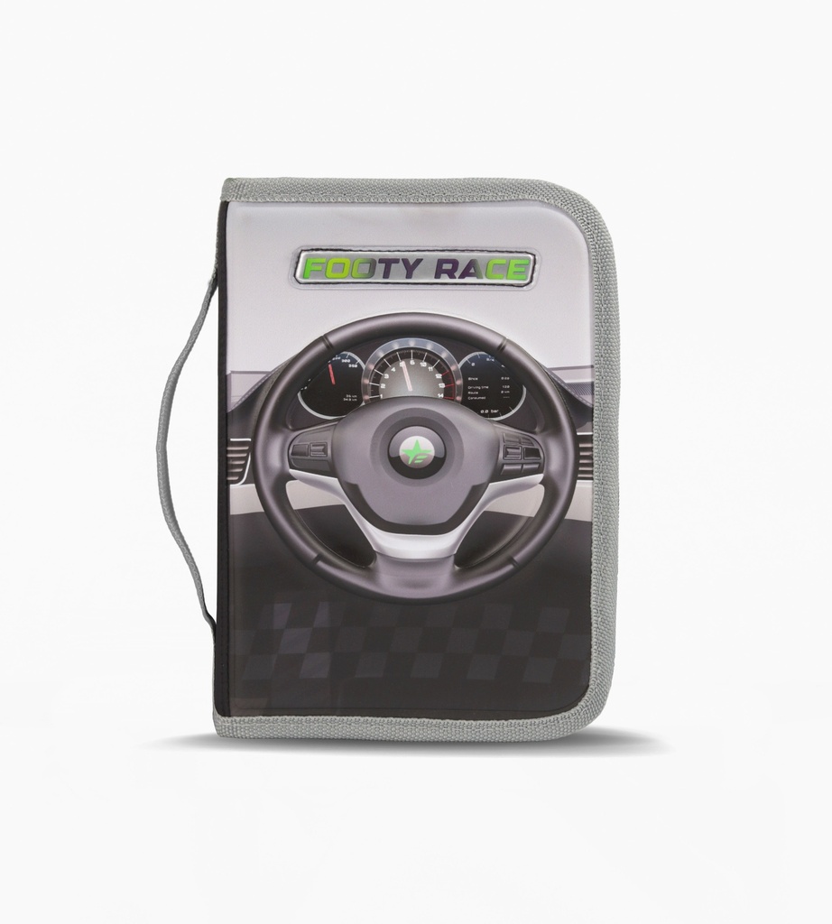 CARTUCHERA FOOTY 2 RIGIDA 1 CIERRE CON INTERIOR DESPLEGABLE NEGRO