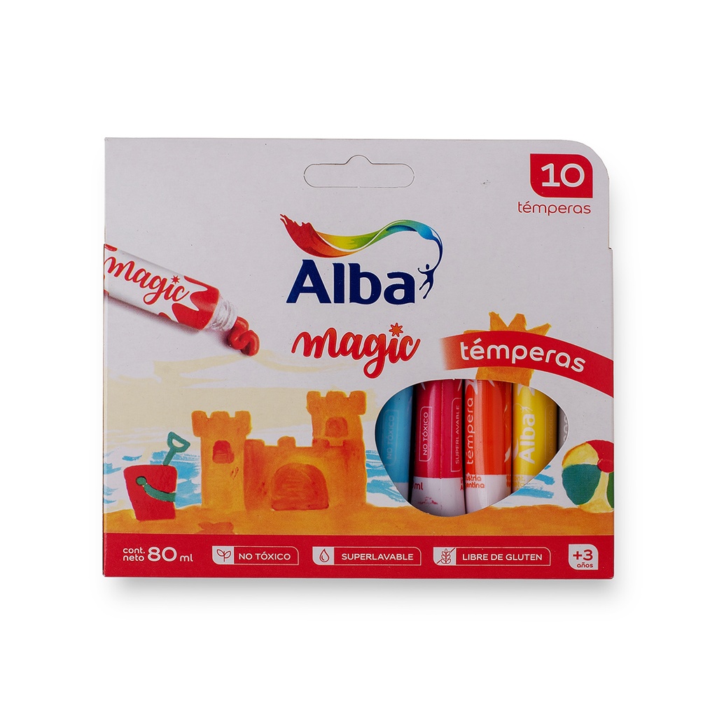 TEMPERA ALBA MAGIC 8ML X 10 ROJO