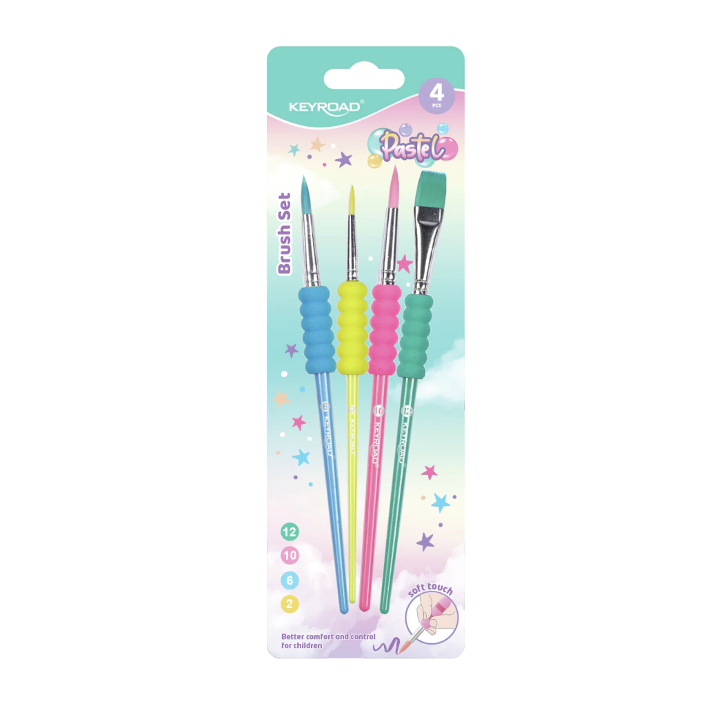 PINCEL OLAMI X4 COLORES PASTEL CON GRIP