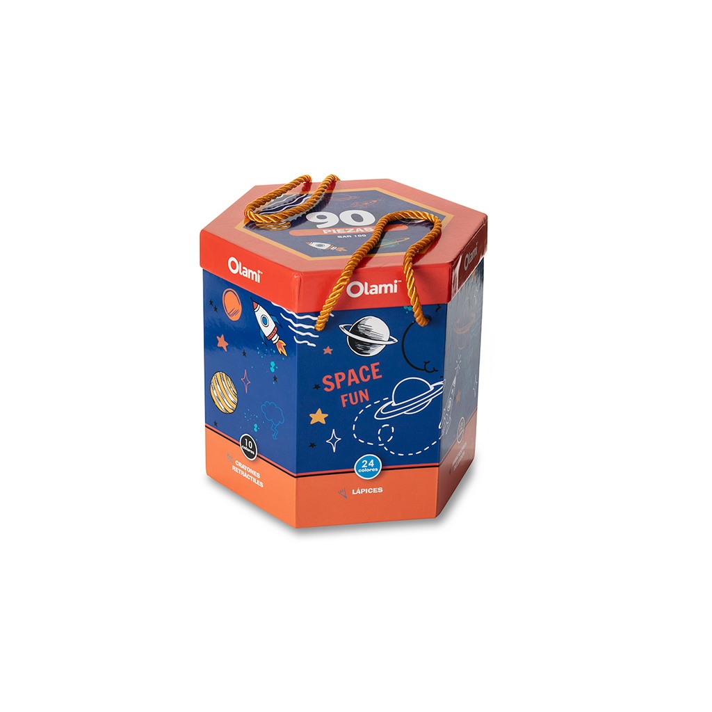 CAJA EXAGONAL OLAMI 90 PIEZAS ESPACIO