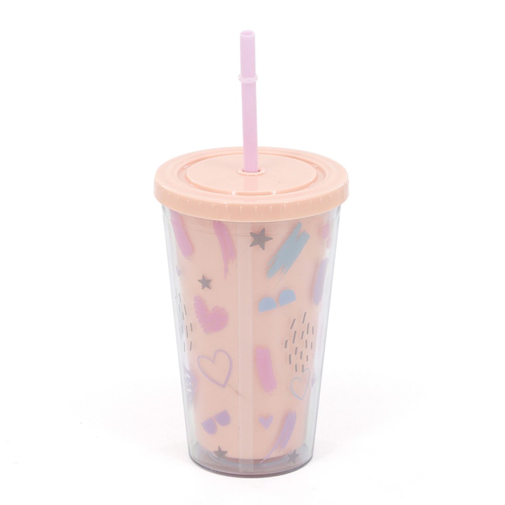 VASO TRENDY 450ML CORAZONES ROSA 19027