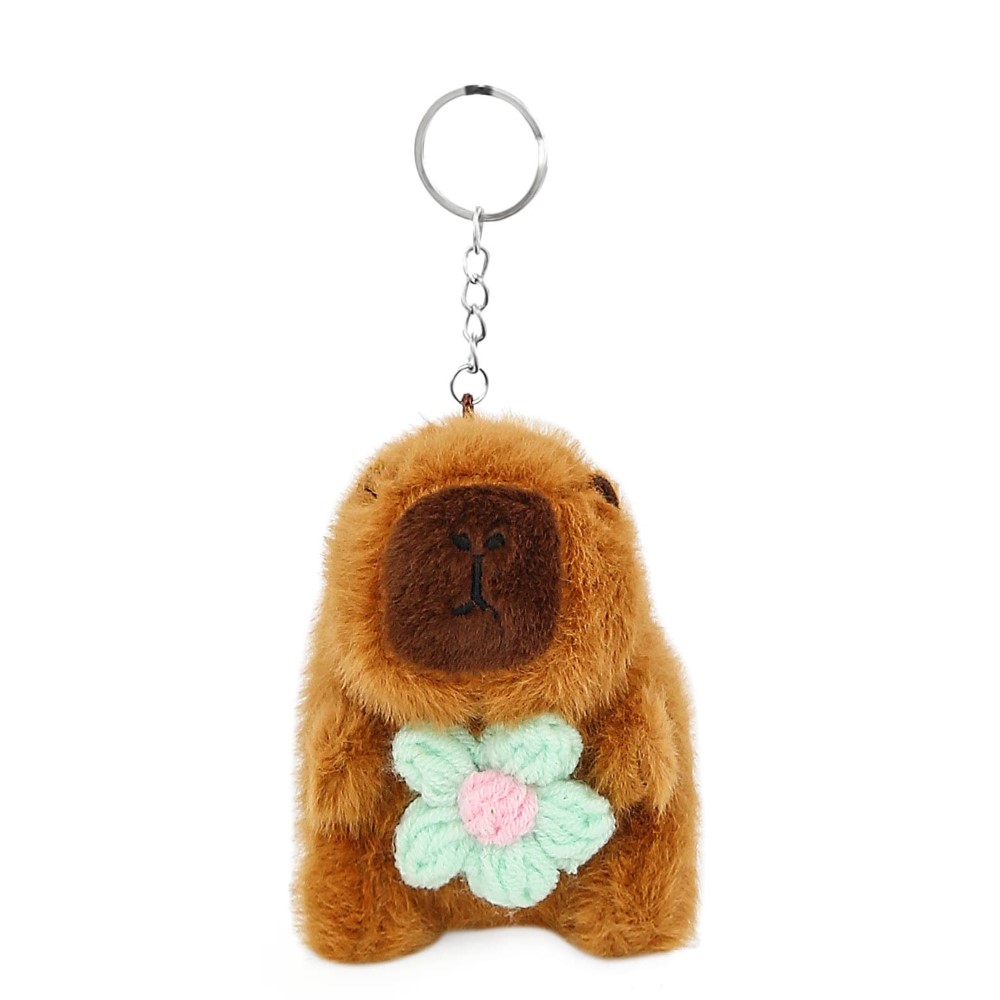 LLAVERO TRENDY PELUCHE CAPYBARA FLOR MENTA