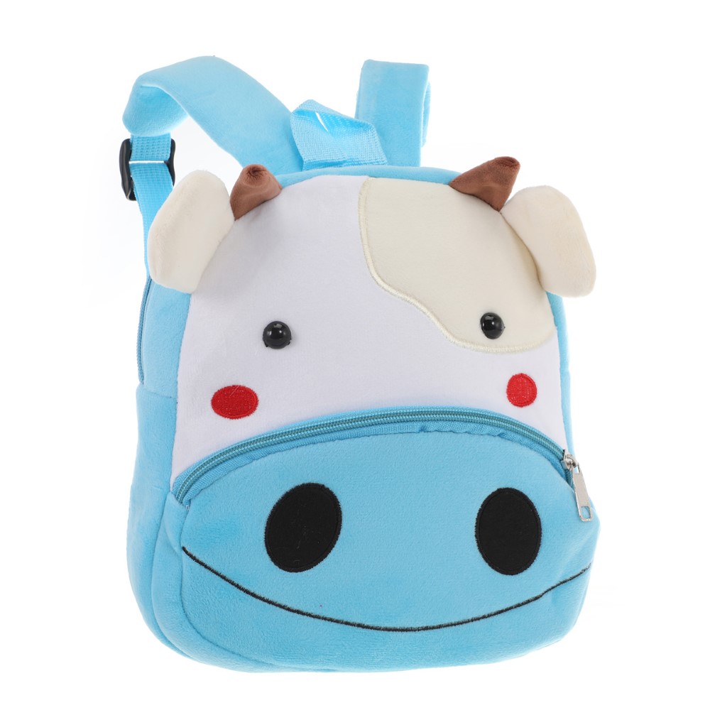 MOCHILA INFANTIL PELUCHE VACA CELESTE
