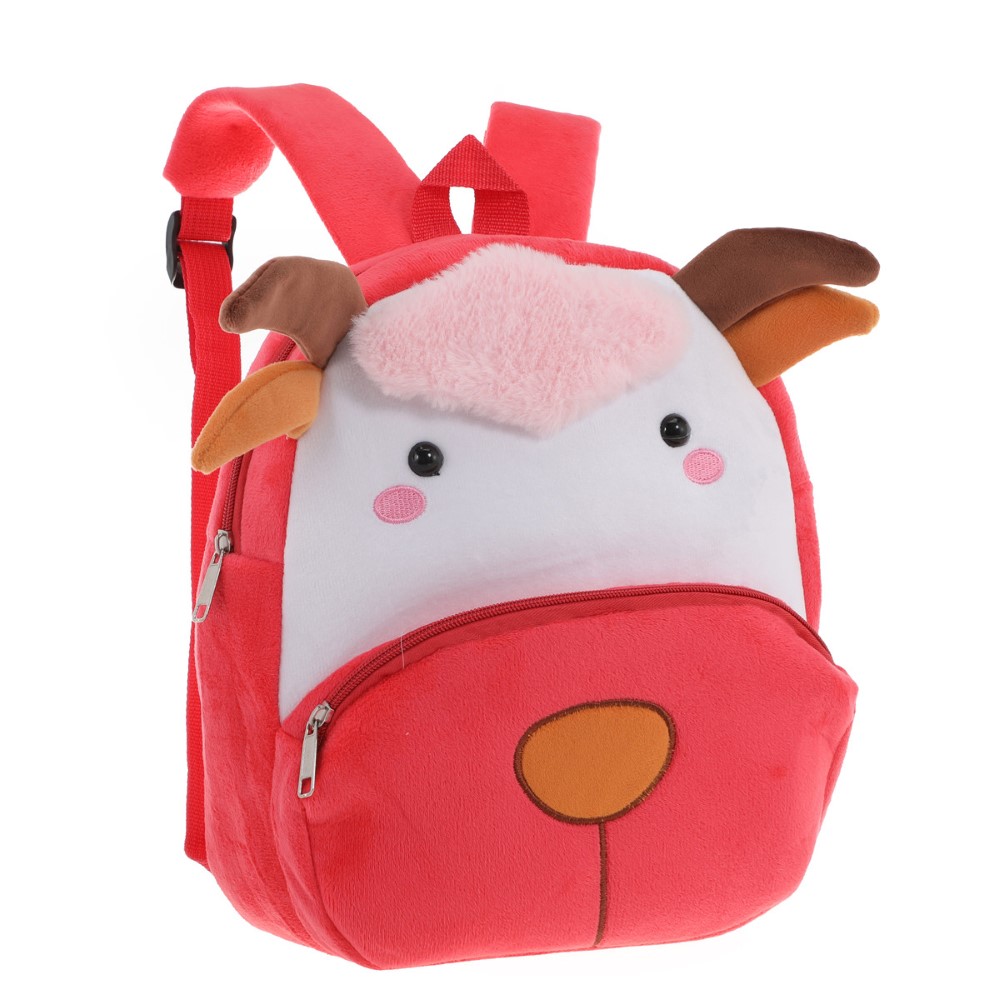 MOCHILA INFANTIL PELUCHE VACA CORAL