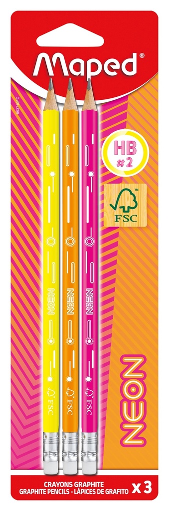 LAPIZ GRAFITO MAPED NEON 2HB X3
