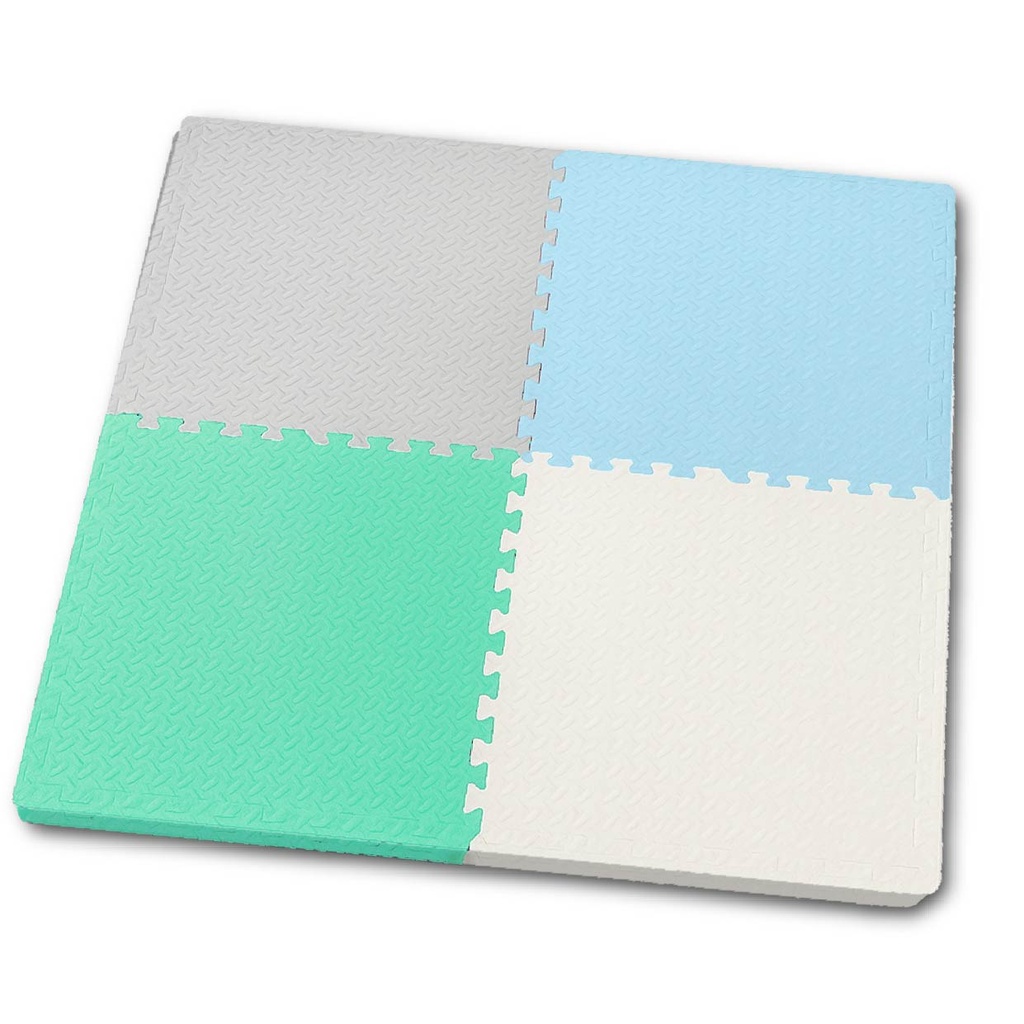 PISO DE GOMA EVA KREKER 1.20X1.20 X 4 BALDOSAS CELESTE Y GRIS