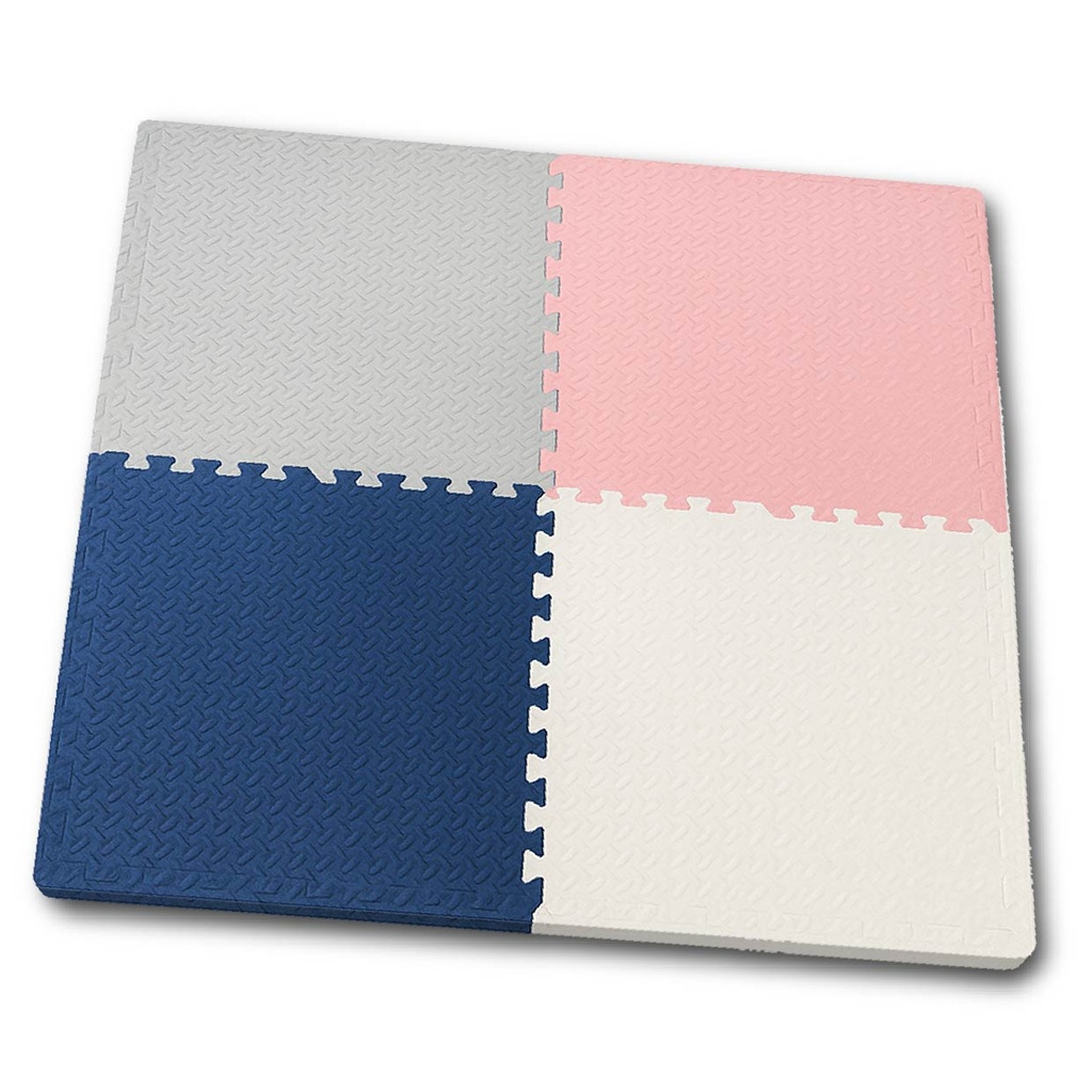 PISO DE GOMA EVA KREKER 1.20X1.20 X 4 BALDOSAS ROSA Y GRIS