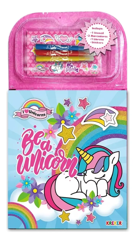 SET KREKER UNICORNIO CON STENCIL Y STICKERS