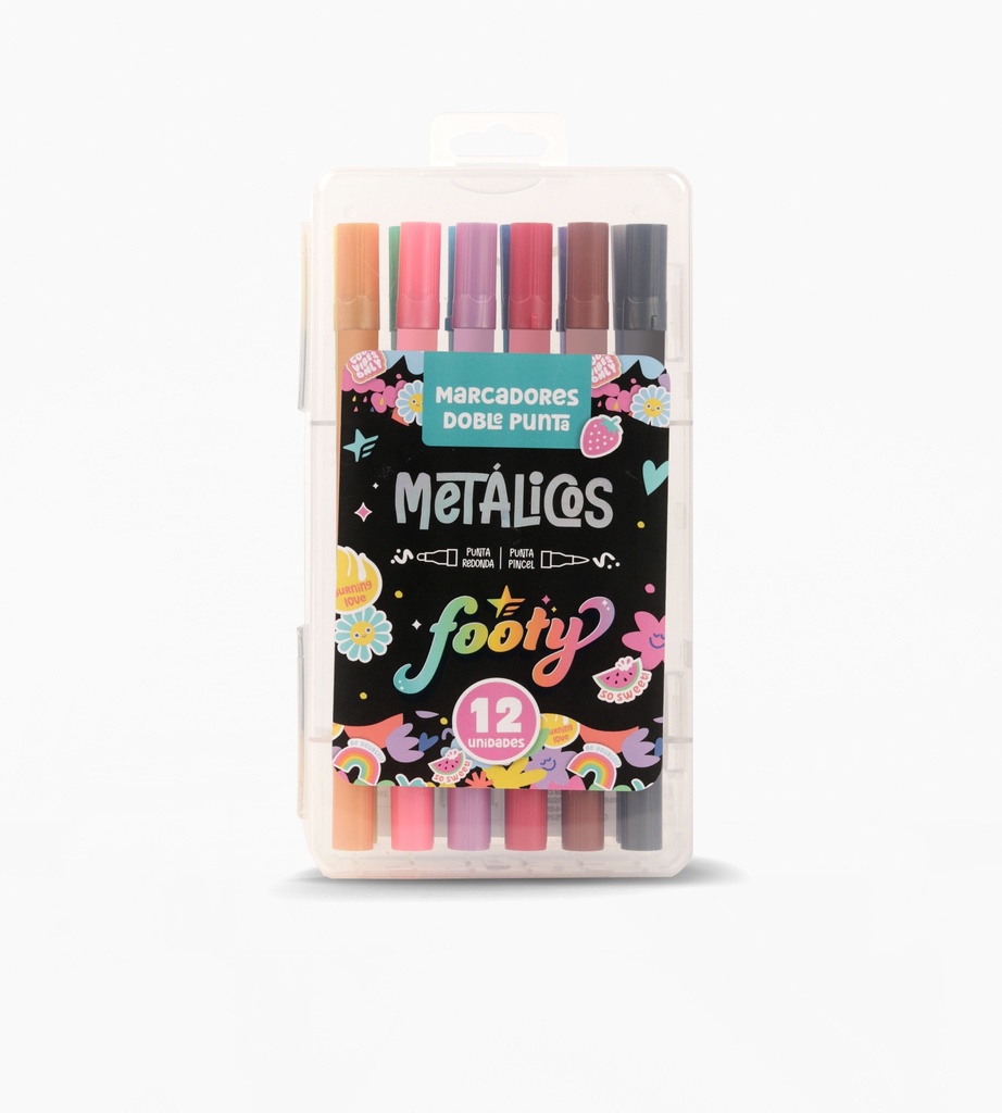 MARCADOR FOOTY DOBLE PUNTA METALICO X12