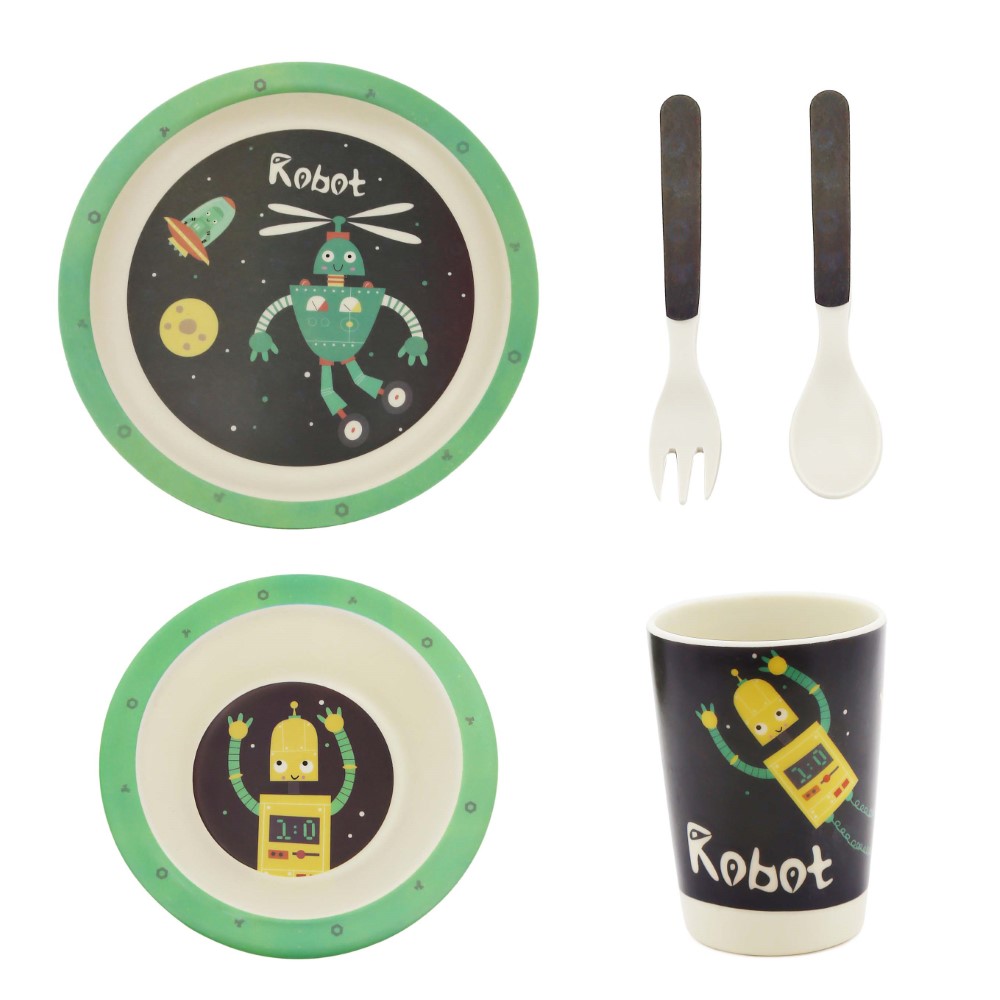 SET PLATOS TRENDY BAMBOO ROBOT