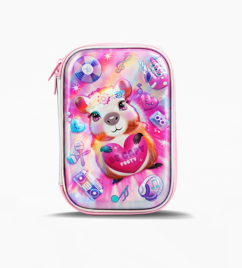 CARTUCHERA FOOTY TERMOFORRADA CON UTILES INCLUIDOS ROSA