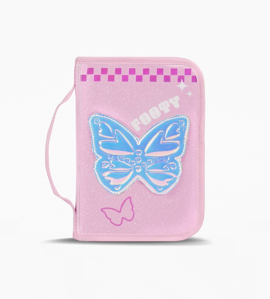 CARTUCHERA FOOTY RIGIDA 1 CIERRE CON INTERIOR DESPLEGABLE ROSA