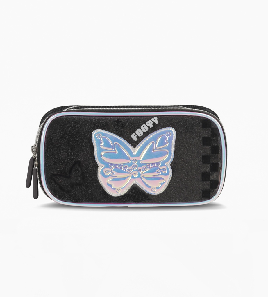 CARTUCHERA FOOTY 2 CIERRE CON ORGANIZADOR NEGRO