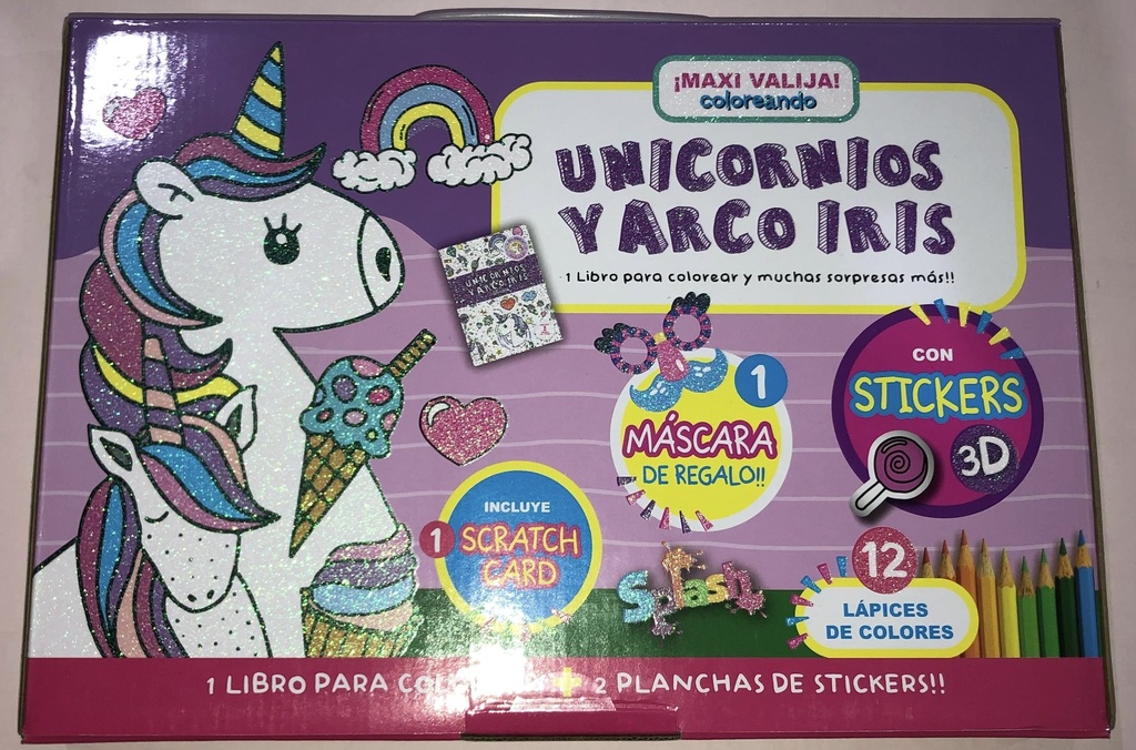 MAXI VALIJA SPLASH COLOREANDO UNICORNIOS Y ARCOIRIS