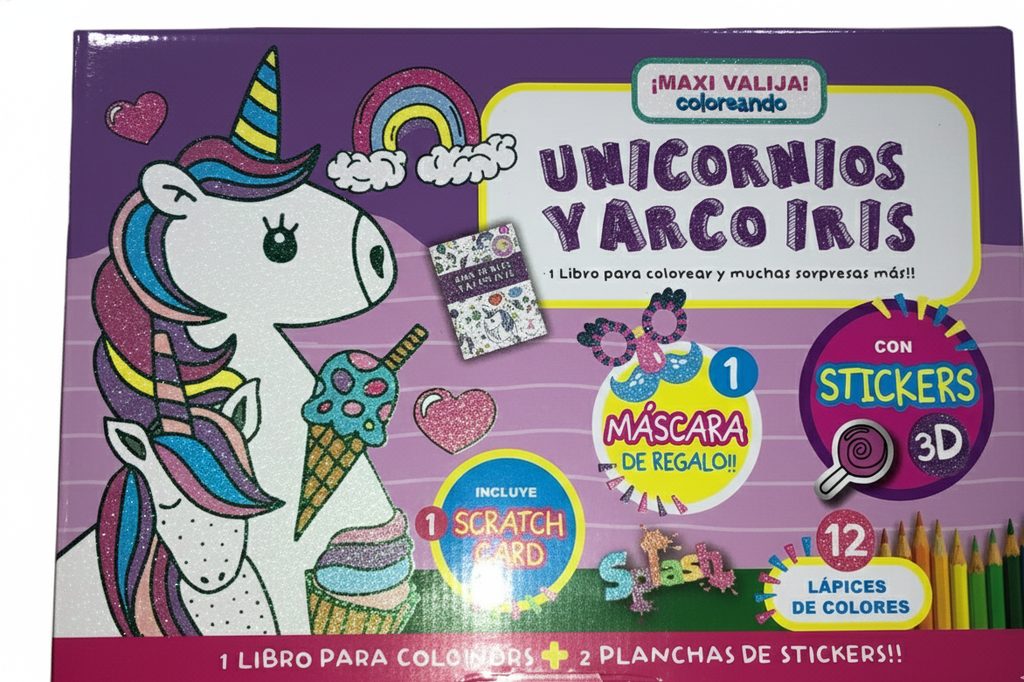 MAXI VALIJA SPLASH COLOREANDO UNICORNIOS Y ARCOIRIS