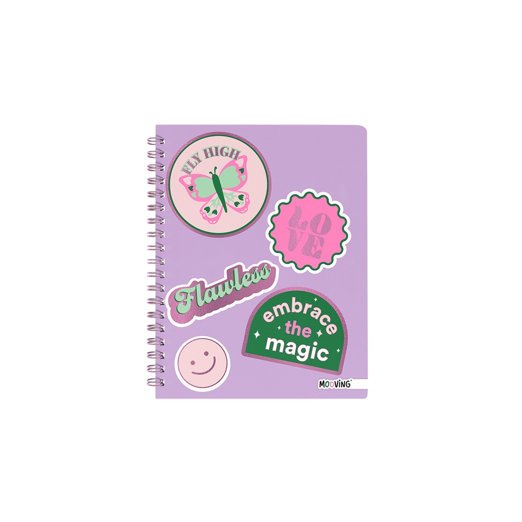 CUADERNO MOOVING 16X21 TAPA DURA CON ESPIRAL 80 HOJAS PINK