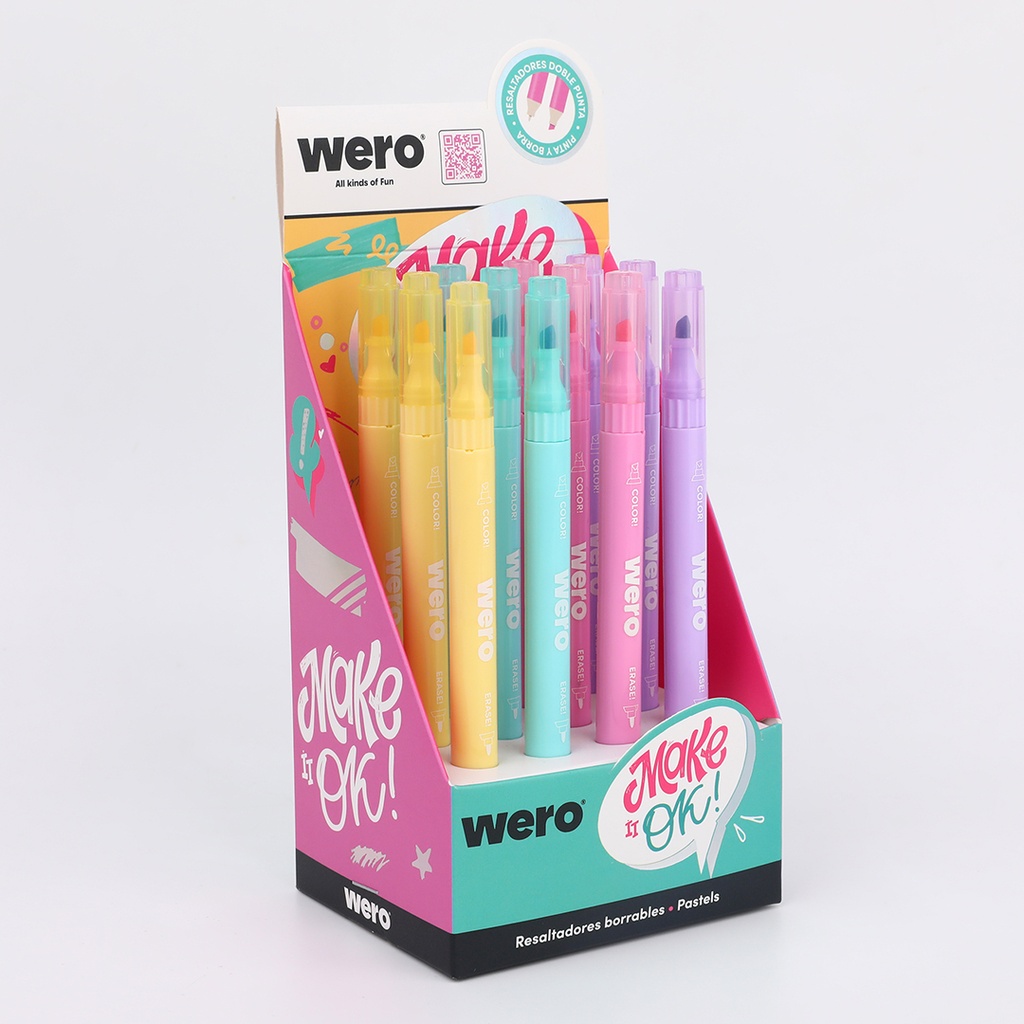 RESALTADOR WERO BORRABLE X12 PASTEL
